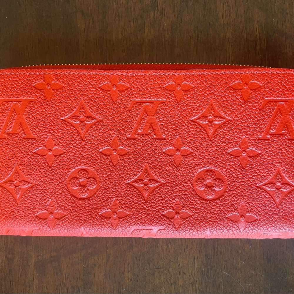 Louis Vuitton Red Embossed Leather Clutch